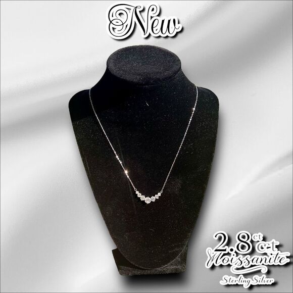 New 2.8ct Moissanite Sterling Silver Necklace with GRA and Certificate - Picture 7 of 7